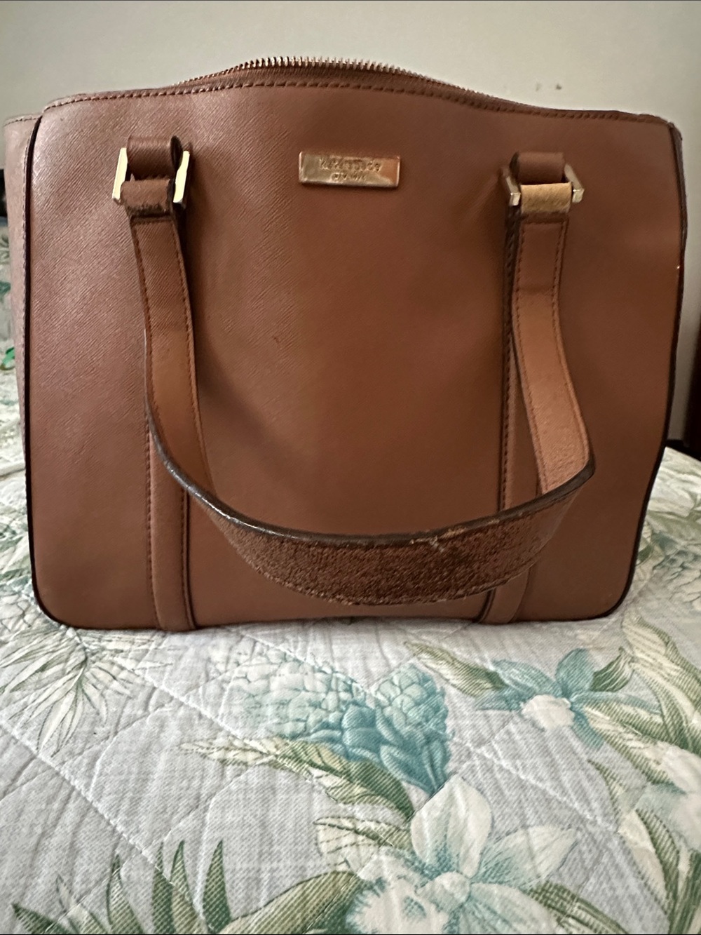 Kate Spade Medium Brown Leather Tote with Gold Hardware